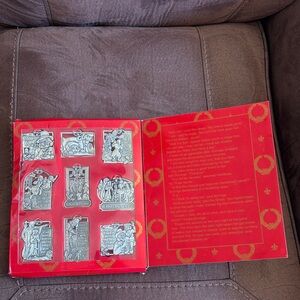 Home for the Holidays Set of 9 Days of Christmas Carol Silver Plated Ornaments